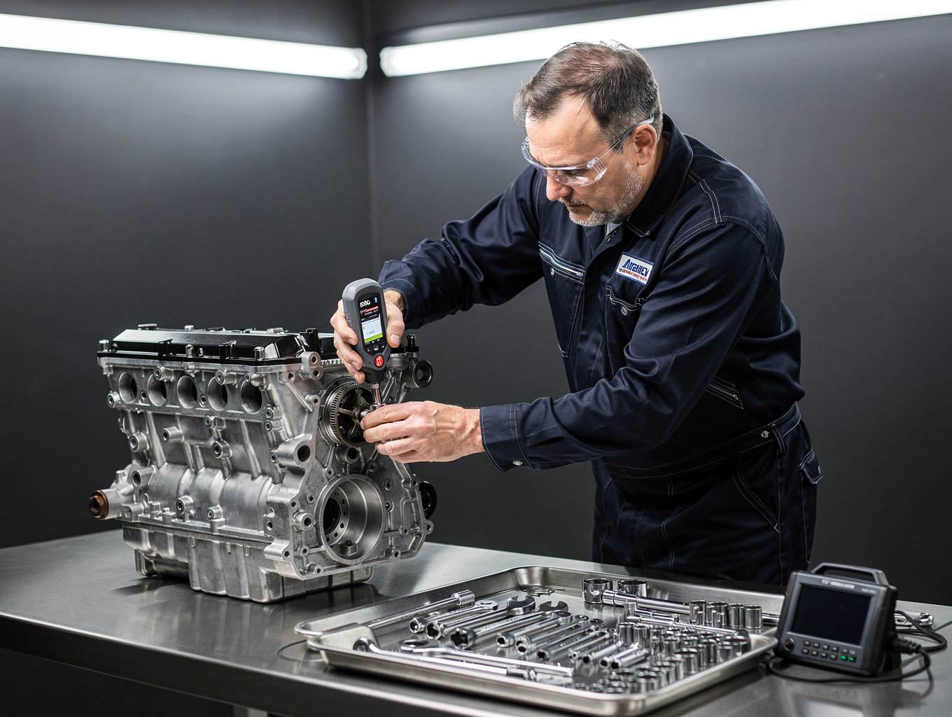 Roy's Auto Repair master technician working carefully on an engine bay