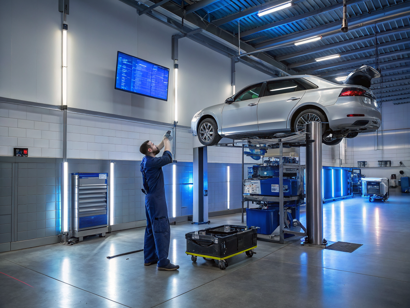 Modern computerized diagnostic equipment in Roy's Auto Repair service bay